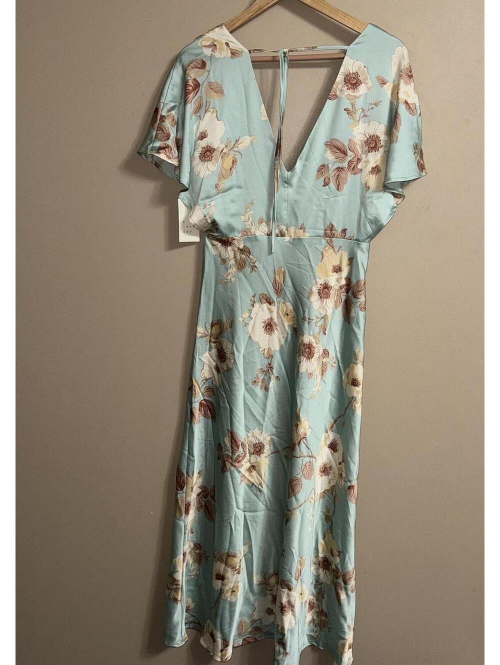 Boho Floral Maxi Dress Sage Green V-neck Cottagecore A new day dress Size Small - Picture 6 of 7